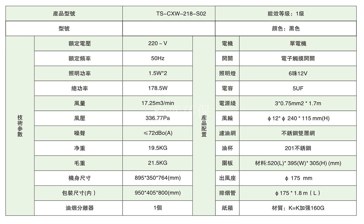 家用(yòng)油煙機 TS-CXW-218-S02